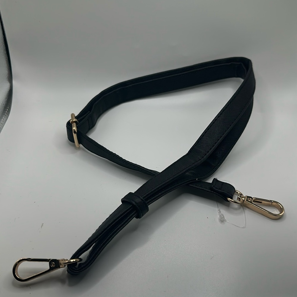 Black vegan leather replacement purse strap